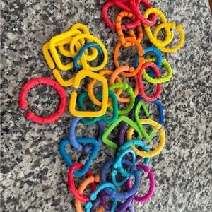 Colorful Linking Rings and Shapes Baby Teether Toy - Multicolor